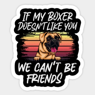 Boxer Dog Owner Dog Lover Funny Quote Retro sunset Sticker